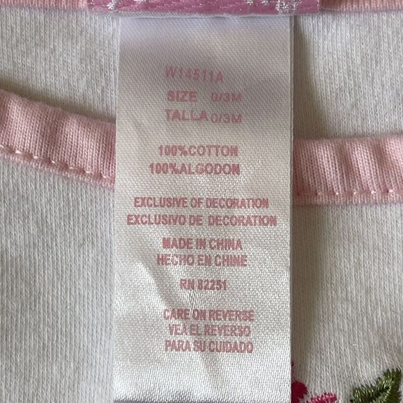 Nannette Baby Girl 2 Piece Bodysuit & Pink Floral Pants Set 0‑3M 100% Cotton - Picture 2 of 13